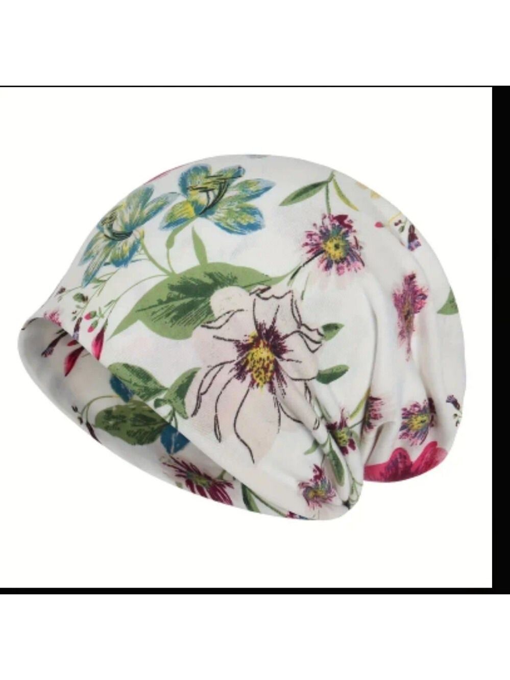 Fun Slouchy hat beanie cap New wildflowers floral boho #11